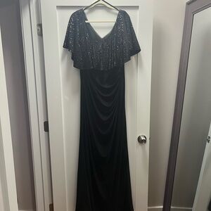Betsy & Adam Black Sequin Maxi Dress